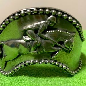 Pewter Hunter Horse Cuff Bracelet!